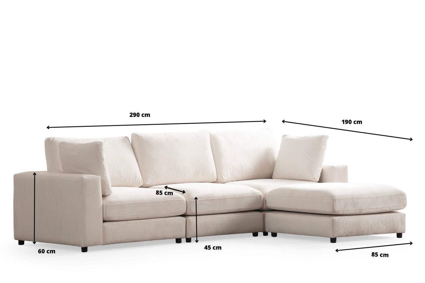 Canapé JULIA Modulable Chenille 3+1 Pouf