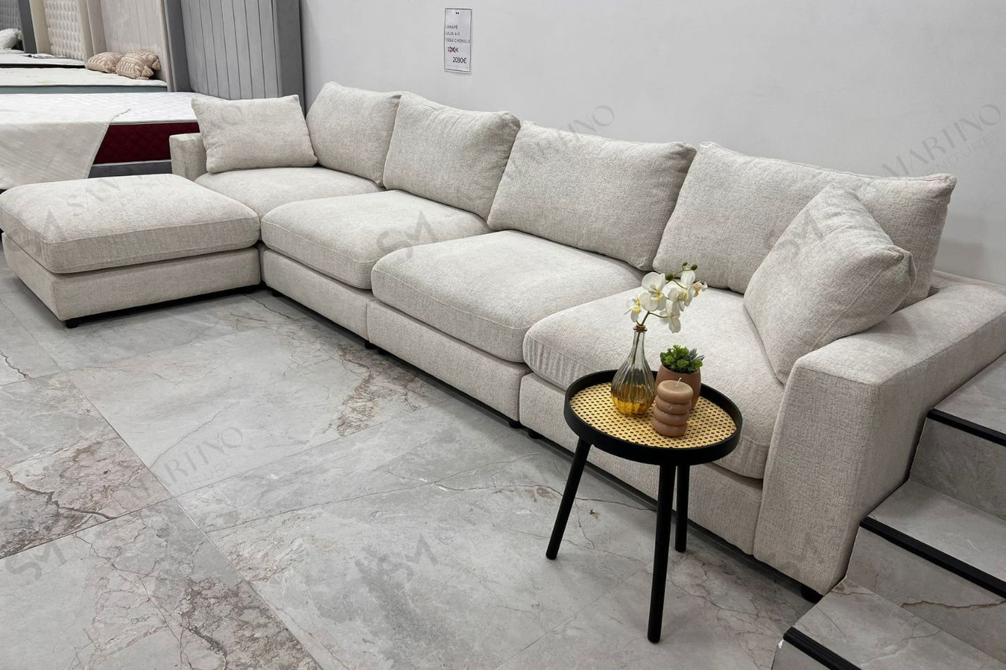 Canapé JULIA Modulable Chenille 4+1 Pouf